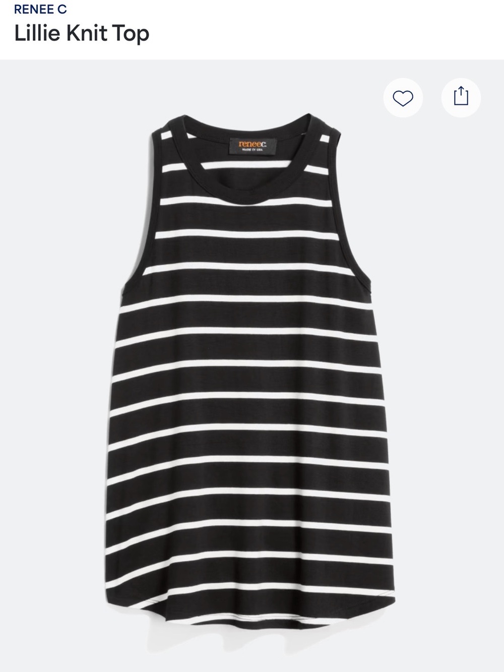 Renee C Black & White Striped Knit Tank